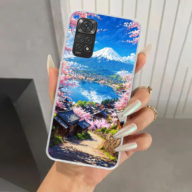 Japanese Cherry Mount Fuji Phone Case for Xiaomi Redmi Note 15 14 14S 13 12S 12 Pro 11S 11 Plus 11T 11E 10S Soft Funda Print She