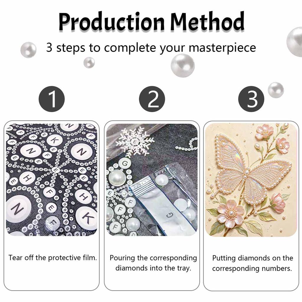Pearl painting set 5D pearl mosaic art style butterfly and flowers home wall decoration.