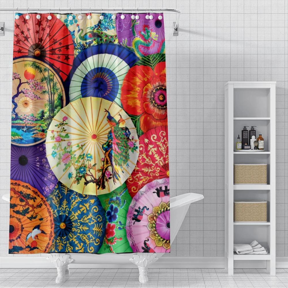 Cortinas de Ducha para el Hogar para Baño Paisaje Animales Tejido Impermeable Cortinas de Baño Cortina de Ducha Moderna 180X200 240X200