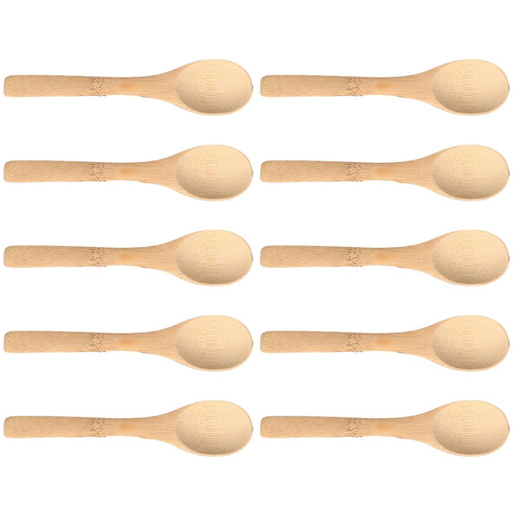 Small Bamboo Wooden Spoons Tiny Ellipse Serving Wood Spoons for Seasoning Oil Coffee Tea Sugar