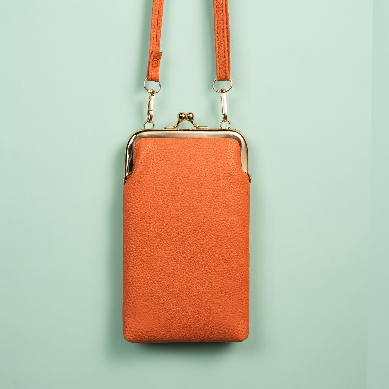 

2026 Stylish PU Crossbody Phone Wallet for Women - Fashionable, Compact Vertical Bag помаранчевий