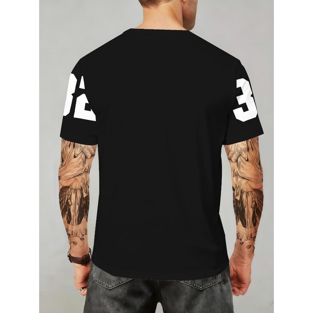 Men's T-shirt retro printed round neck short sleeved clothing