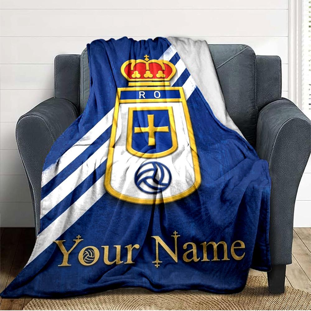 Name Custom Real Oviedo Print Flannel Blanket High Quality Warm Comfortable Cover for All Seasons Perfect for Gifts Home Decor