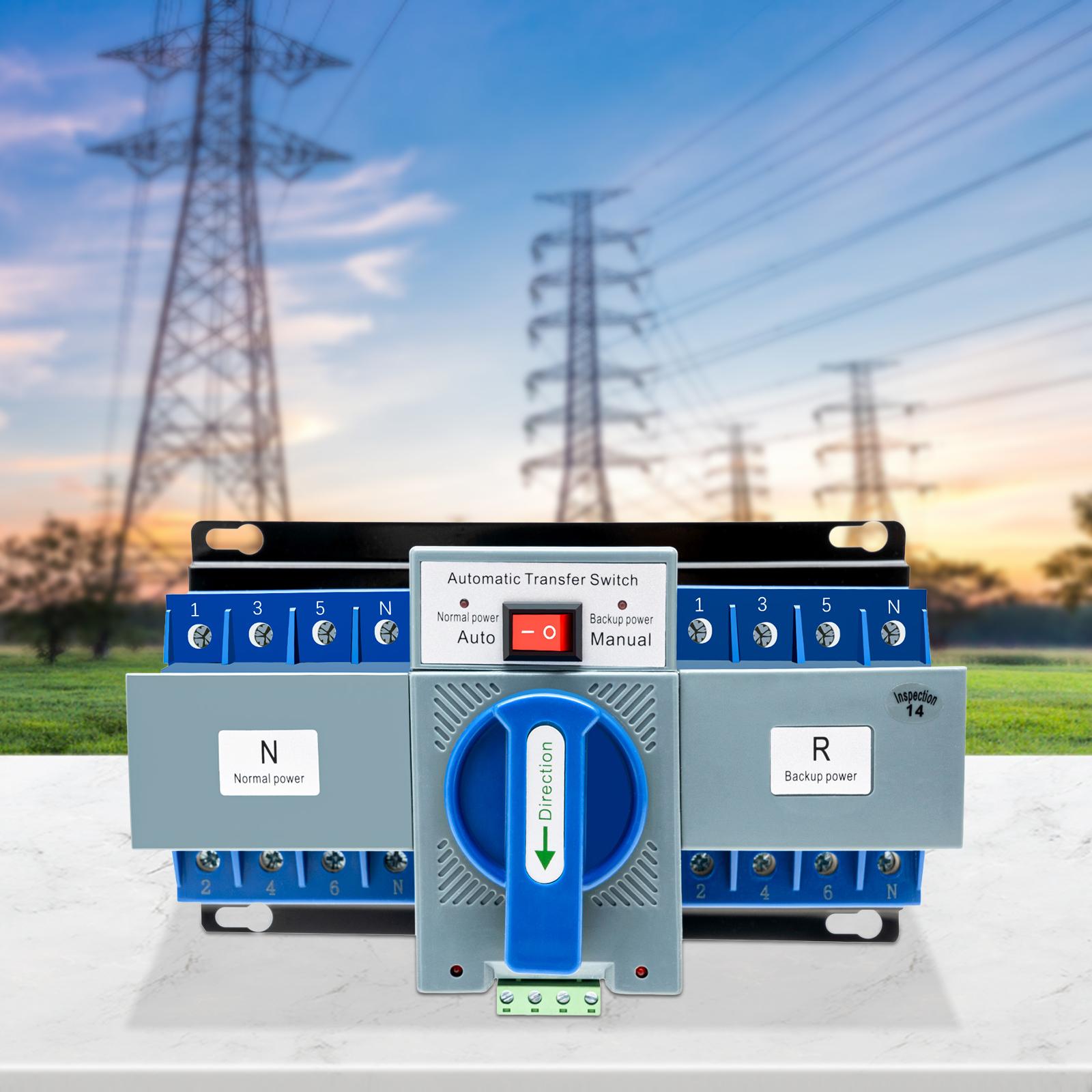 

220V 63A Dual-power Automatic Transfer Switch Low Noise Suitable for Household Electricity, Motor Homes, Hotels синій