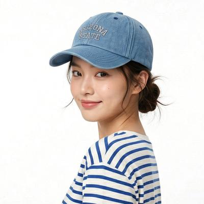 European and American Retro Washed Denim Baseball Cap, Summer New Style, Letter Embroidered Beanie, Outdoor Sun Protection Hat