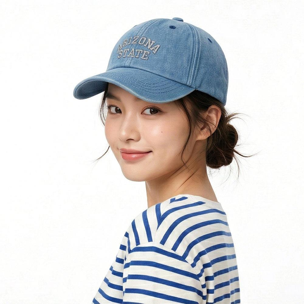 European and American retro washed denim baseball cap, summer new style, letter embroidered beanie, outdoor sun protection hat
