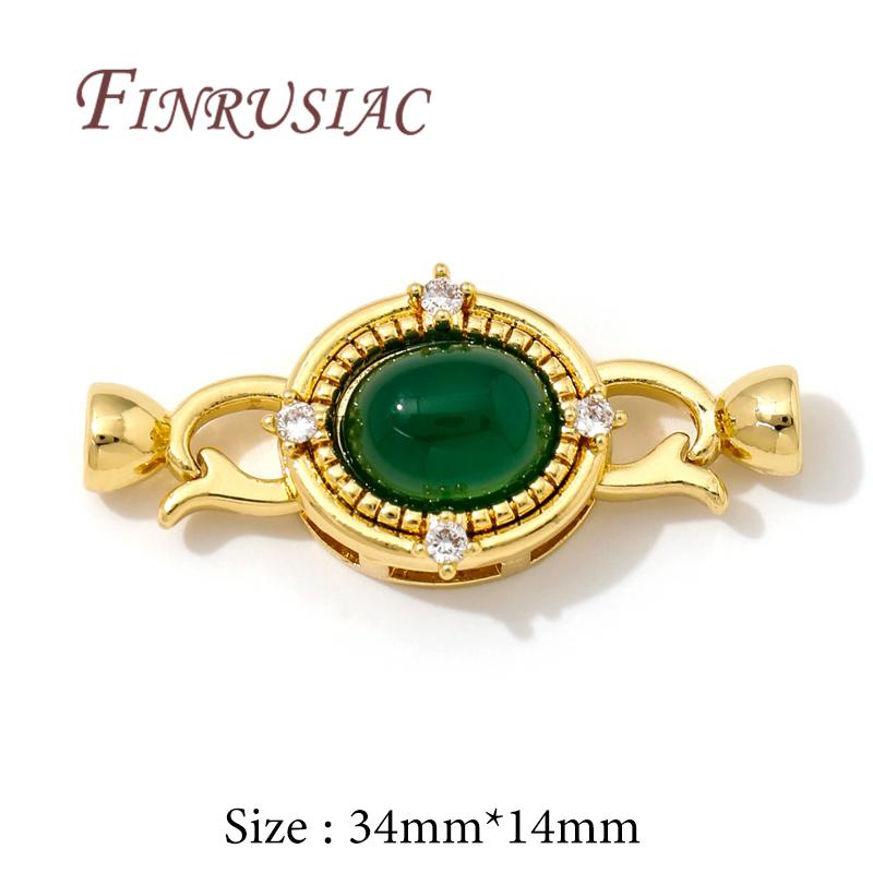 18K Real Gold Plated Inlaid Natural Stone Jewelry Clasps Fasteners For Bracelets Accessories,Locks For Jewelry,Necklace Findings
