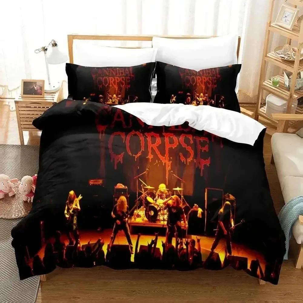 

3D Печать Набор постельного белья Cannibal Corpse Пододеяльник Комплект постельного белья Чехол для одеяла Наволочка Одеяло Размер King Queen Детский Взрослый Комплект постельного белья EU Single(135*200cm)3pcs