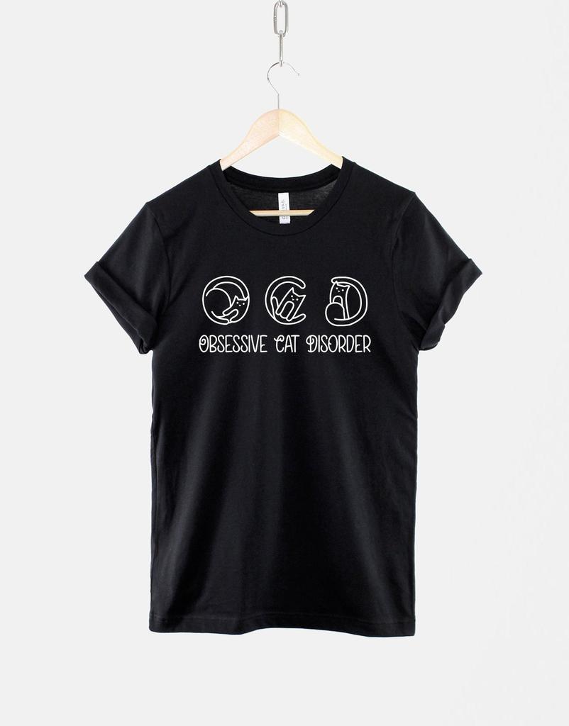 OCD Cat Shirt Playful Tee: Funny Obsessive Cat Humor, Lightweight Cotton (Unisex Sizes XS-2XL, Durable Print)