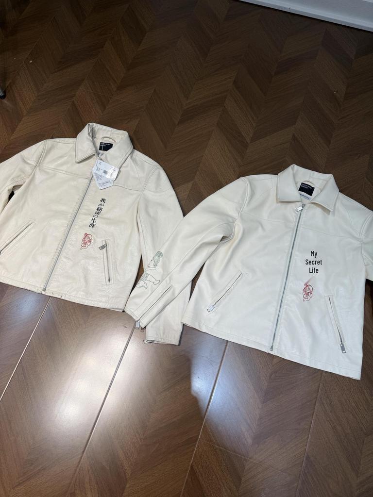 RICH KIDS 25SS Red "Bicycle" Embroidered Leather Jacket for Men & Women