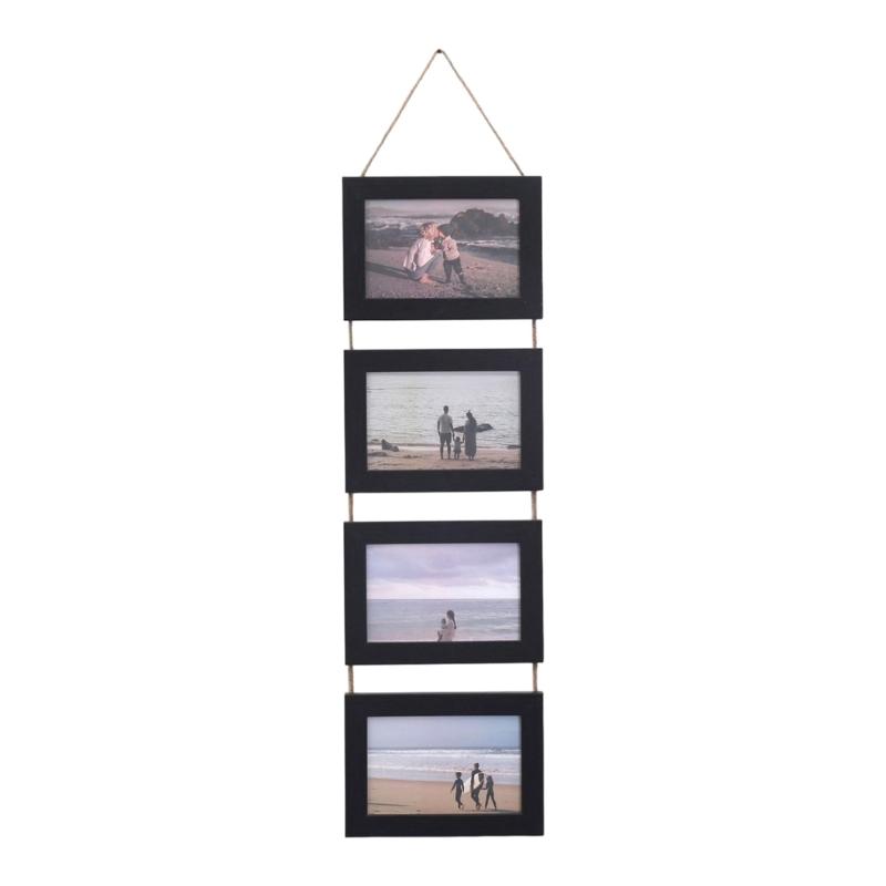 Wall Hanging Picture Frames Collage with 4Opening Casual Styles Engineered Wood Frames 4×6inch Photo Wall Mount Only