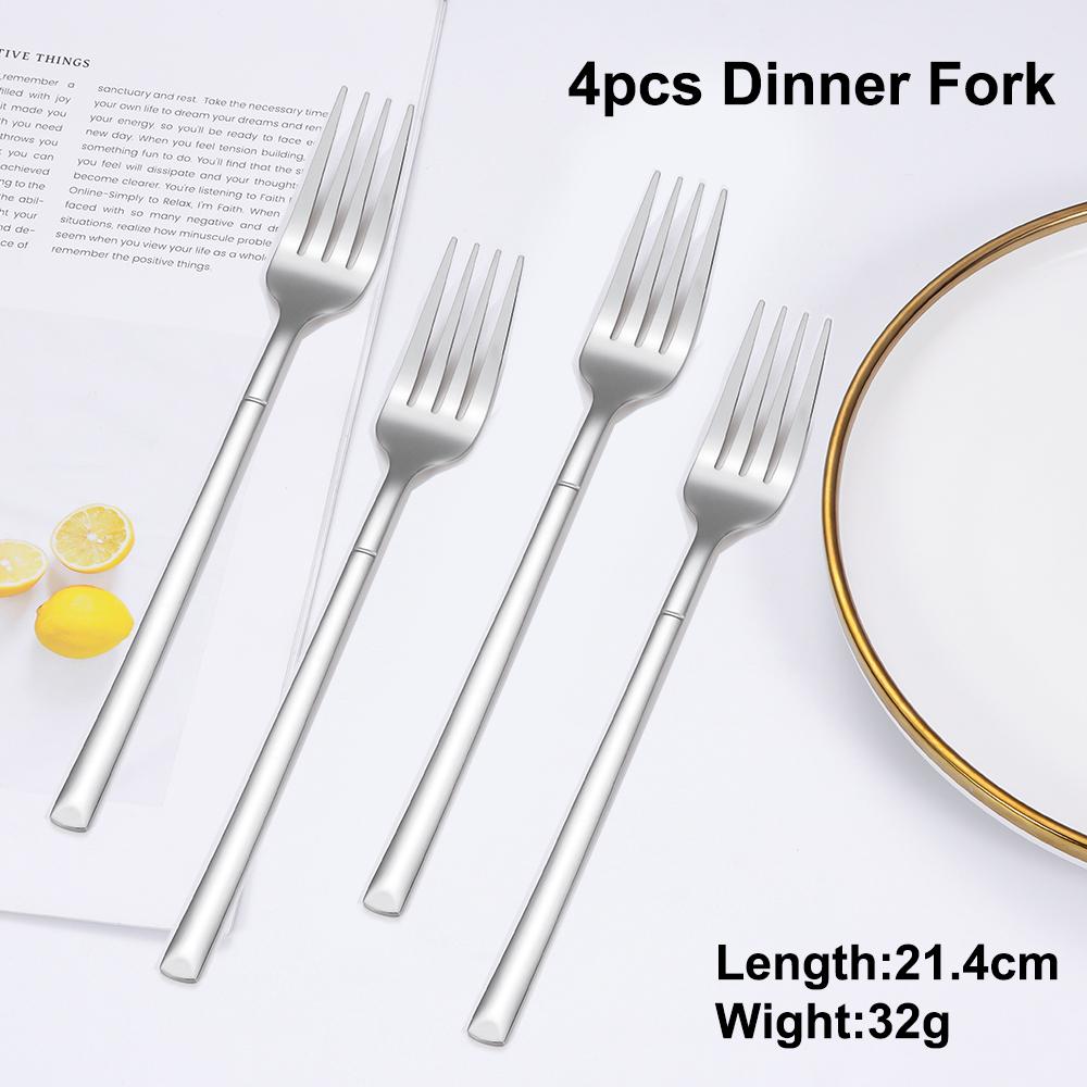 4/6/16/24Pcs Elegant Sliver Tableware Set Stainless Steel Cutlery Mirror Thin Fork Spoon High Polish Western Dinner Set4