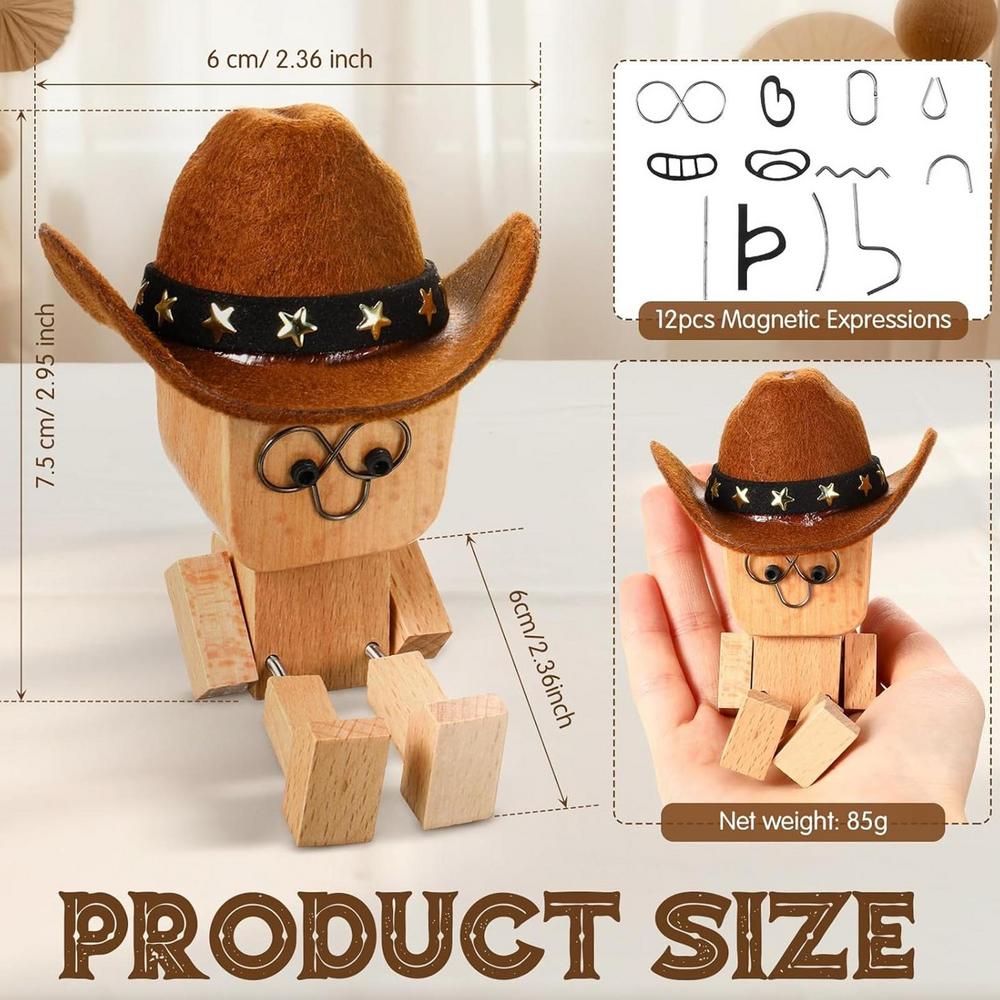 Shaking Feet Wooden Doll for Car Spring-Loaded Funny Cowboy Wobbly Dashboard Decorations for Car Home Living Room Bedroom Table