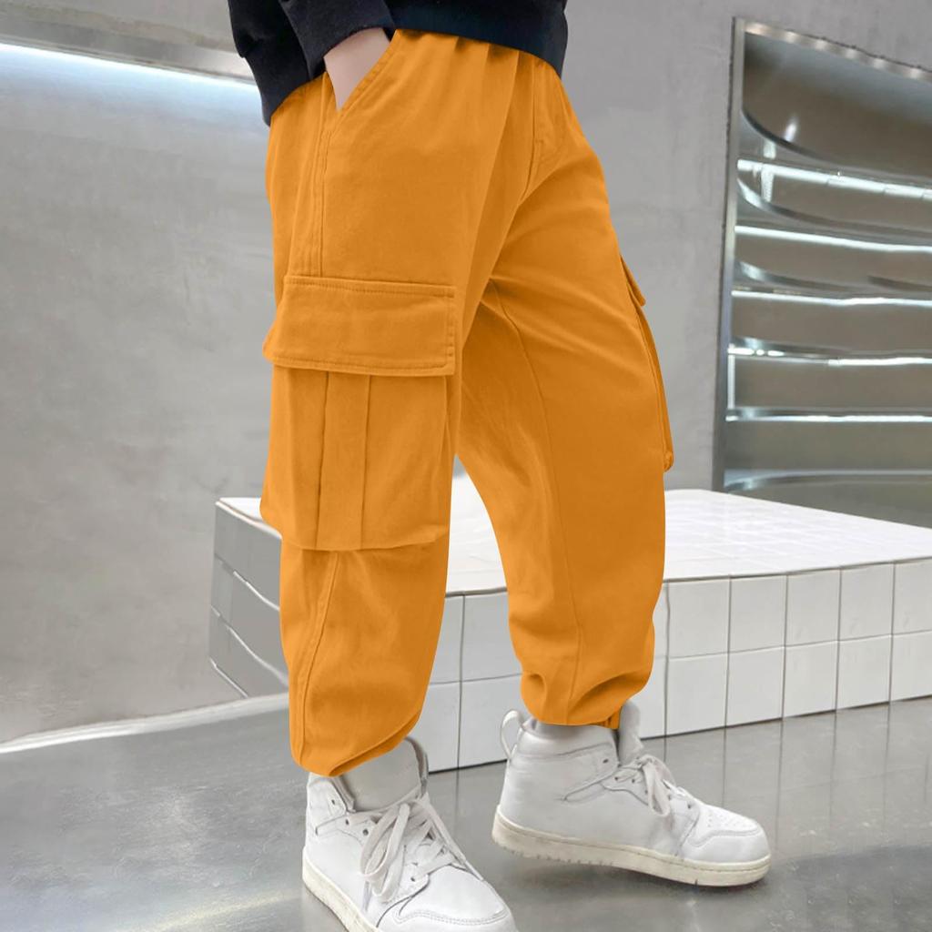 Spodnie Cargo dla Chłopców Spodnie Dresowe Luźne Spodnie Sportowe Rekreacyjne Elastyczny Pas Wygodne Spodnie do Biegania