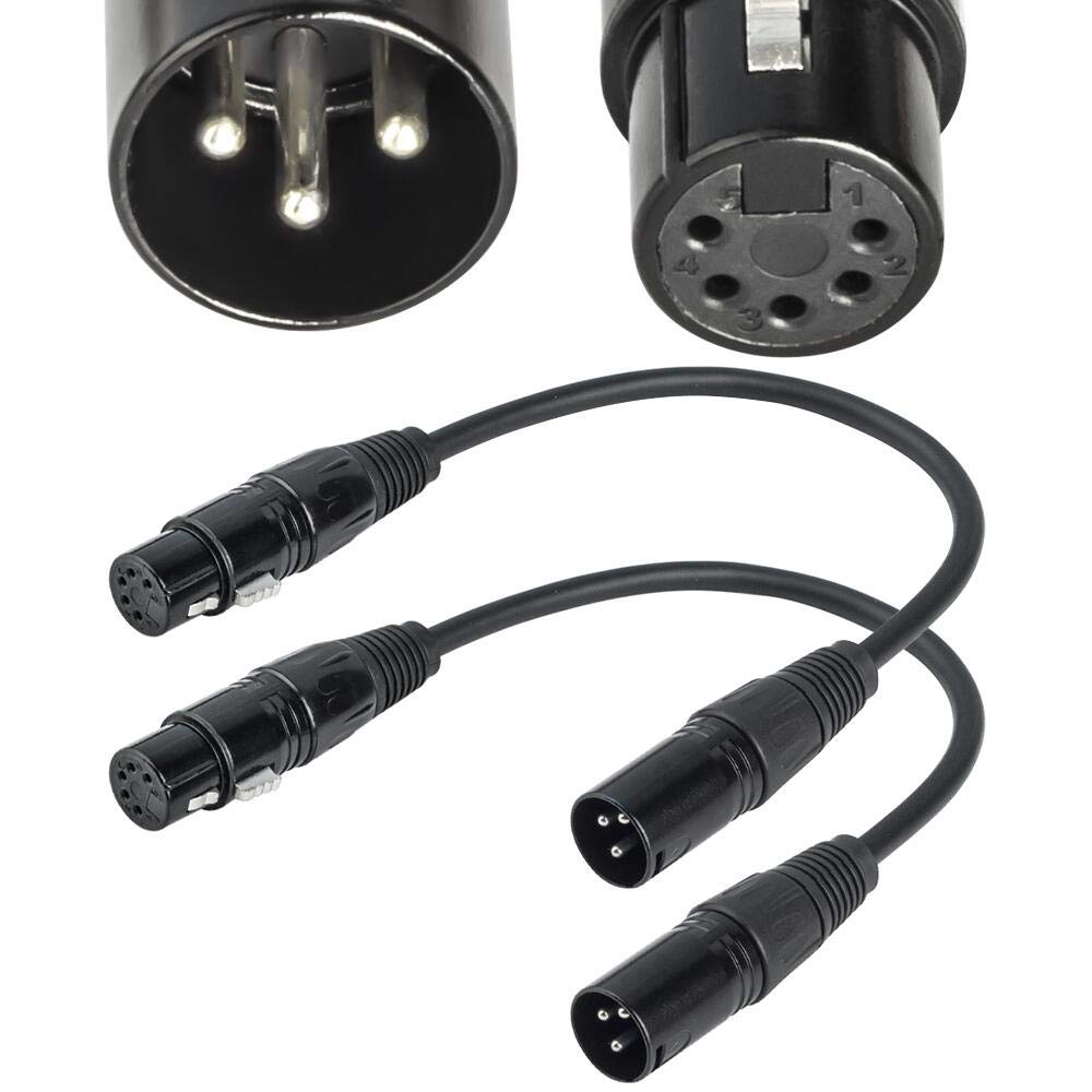 

SiYear XLR Male 3-Pin to XLR Female 5-Pin DMX 512 Turnaround DMX Stage Light Cable, XLR 3M to XLR 5F Adapter Cable (12-inch2-Pack)