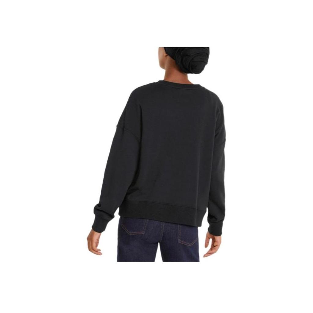 Puma Large Logo Print Crew Neck Sweatshirt Women Tops Black 535276-01