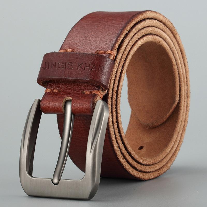 

Мужской ремень из натуральной кожи с пряжкой из натуральной коровьей кожи первого слоя, повседневный ремень ручной работы в стиле ретро для мужчин из коровьей кожи 125cm