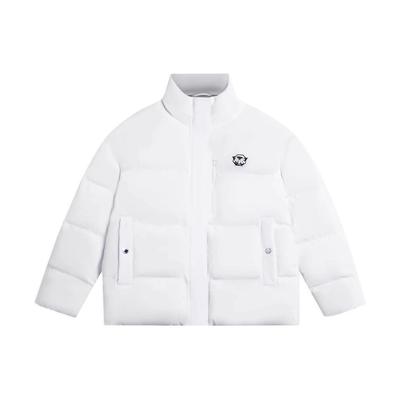 Li Ning Badfive Womens Series Solid Color Logo Print Stand Collar Long Sleeve Down Jacket Winter Women Outerwear White AYMS130-3