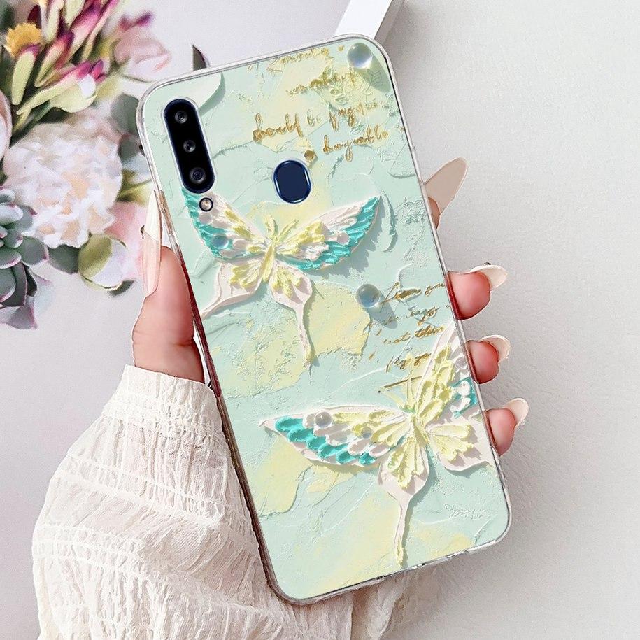Case For Samsung Galaxy A20 A20e A20s Cover Fashion Flower Butterfly Soft Silicone Clear Bumper For Samsung A30 A 30 A 20 Covers