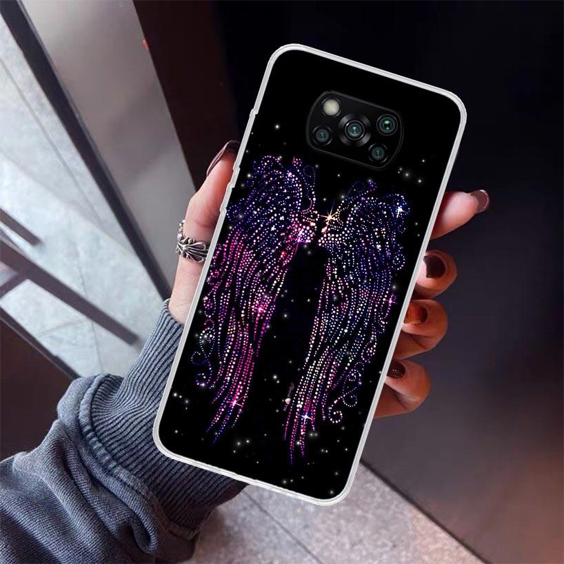 Angel Wings Feather Phone Case For Xiaomi Poco X5 X6 X7 Pro F7 Ultra M7 Redmi 15C 15 13C 13 12C 12 10 10C 10A 9 9C 9T 9A Cover P