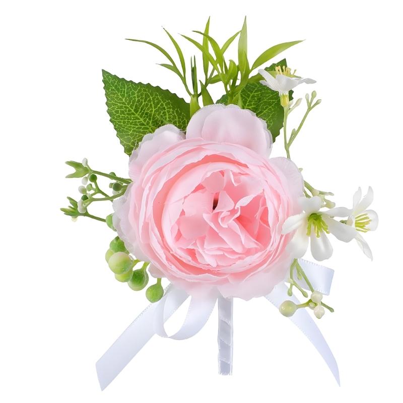 Simulated Rose Wrist Corsage Artificial Rose Wedding Boutonniere for Groom Bridesmaid Wedding Bridal Showers Proms
