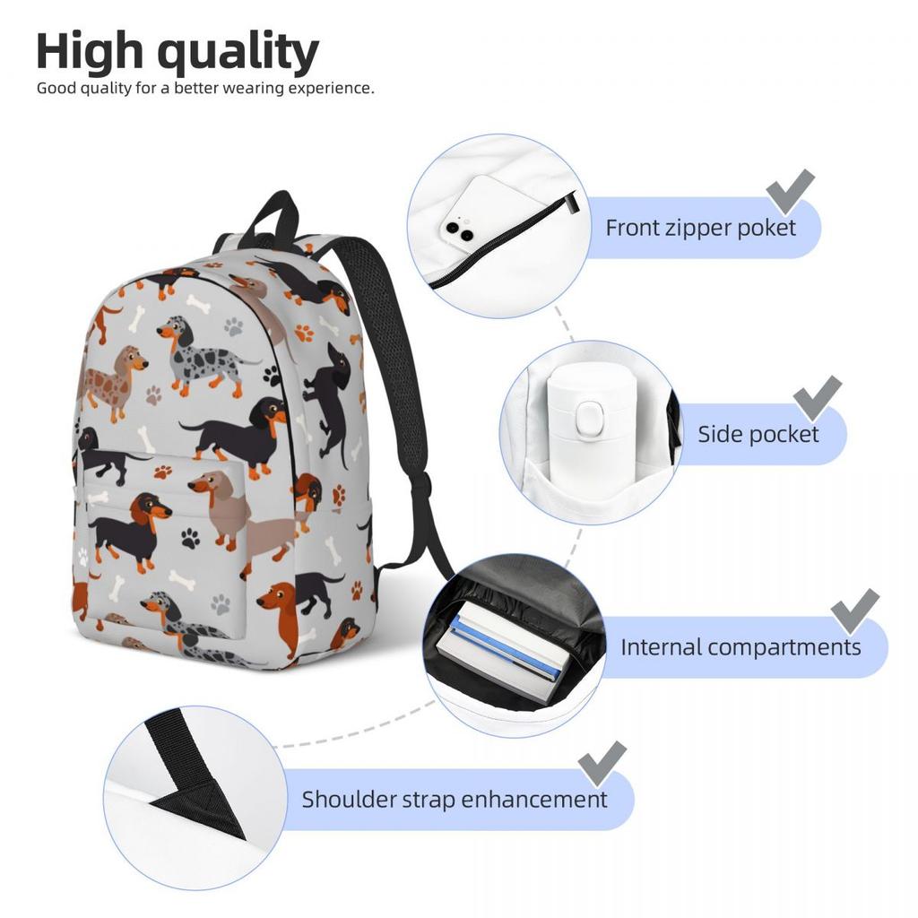 Dackel Rucksack für Jungen Mädchen Kinder Schüler Schultasche Tagesrucksack Vorschule Grundschule Tasche Sport