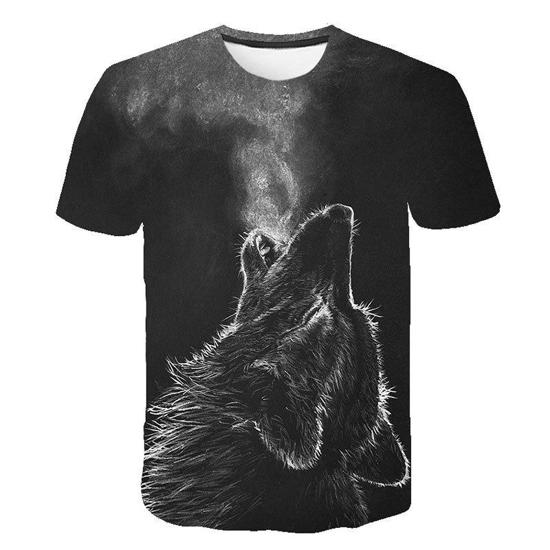 European and American Trendy New Animal Wolf Cool 3D Digital Printed Pattern Street Style Men's Casual T-shirt