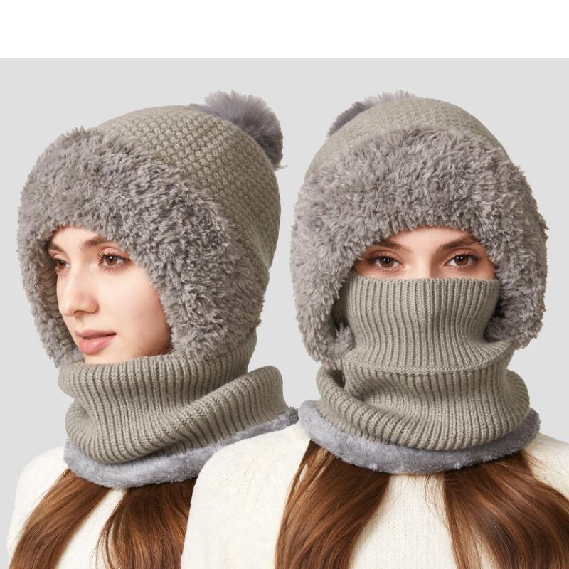 

Women s Autumn Winter Cold-Proof Neck All-In-One Hat Outdoor Riding Ear Protection Knitted Warm Hat