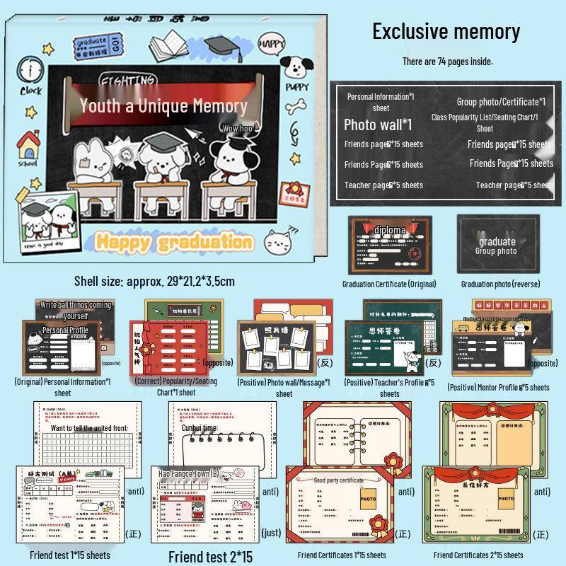 Yearbook Test Paper: 6th Grade Graduation Loose-Leaf Notebook for Girls