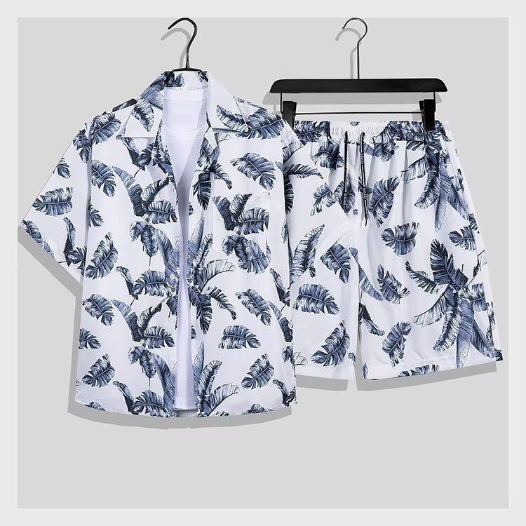 Hawaii Plus Size Quick-Dry Men's Shorts & Shirt Set - Casual Vacation Wear for Couples & Families