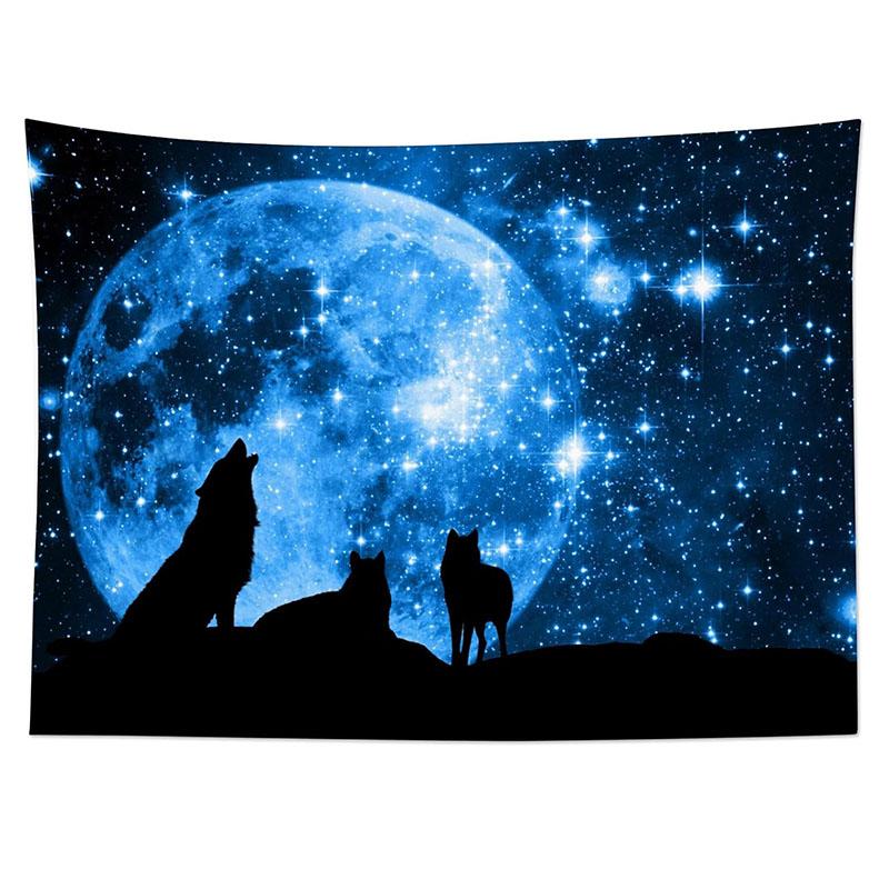Under The Moon Wolf Pack Printed Tapestry Hippie Wall Hanging Cloth Bohemian Mandala Home Decoration Ideal Unique Gift Creativit