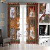 Room Darkening Spliced Cat Print Curtain Thermal Insulation Multiple Sizes Living Holiday Decoration Set Of 2 Made Polyester Washable Sitting Ready