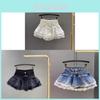 Denim Skirt With Lace Ruffle Hem For Daily Wear And Office Style
