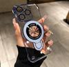 Magnetic suction bracket is suitable for Apple 16ProMax electroplating borderless ultra-thin transparent 15PROMAX mobile phone case hard case