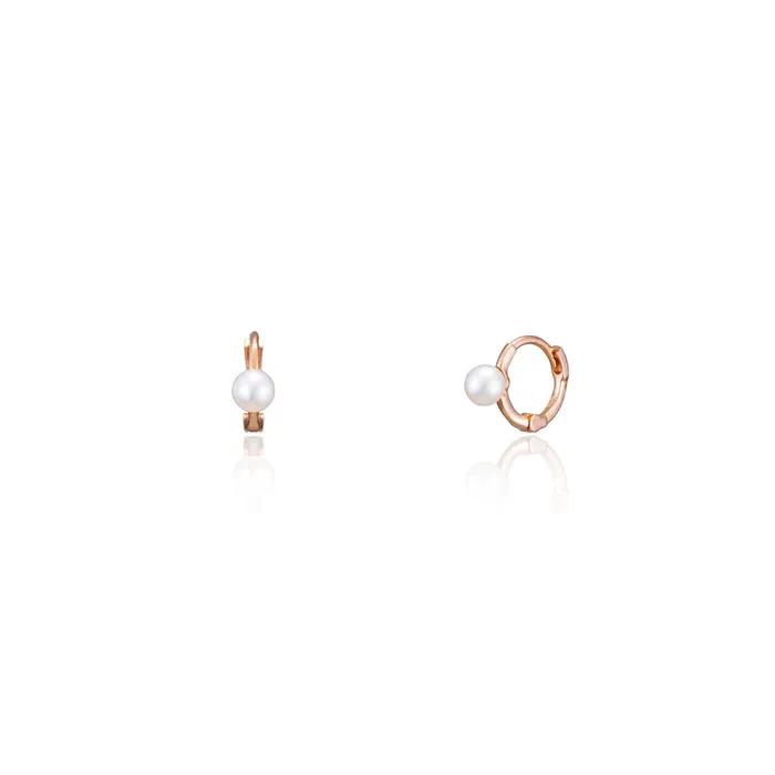 14K Ultra Mini Pearl Ring Earrings