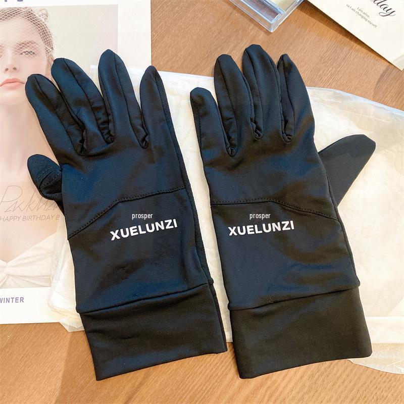 Женские летние перчатки для вождения: Дышащие, защищающие от ультрафиолета, модные и удобные для сенсорных экранов короткие рукава Ice Silk One Size чёрный