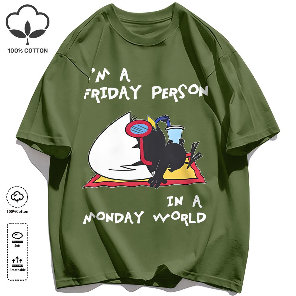 Sleeping In A Monday World Printing Retro Unisex T-Shirts Loose Cotton T Shirt Trendy Summer Tee Unisex Fashion Sports Clothes
