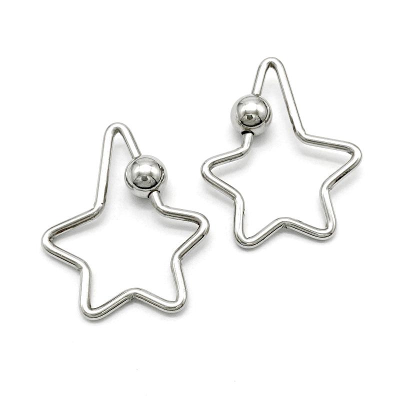 Creative Stainless Steel Star Hexagon Carved Screw Lock Hook Carabiner Keychain Jewelry Diy Clasp