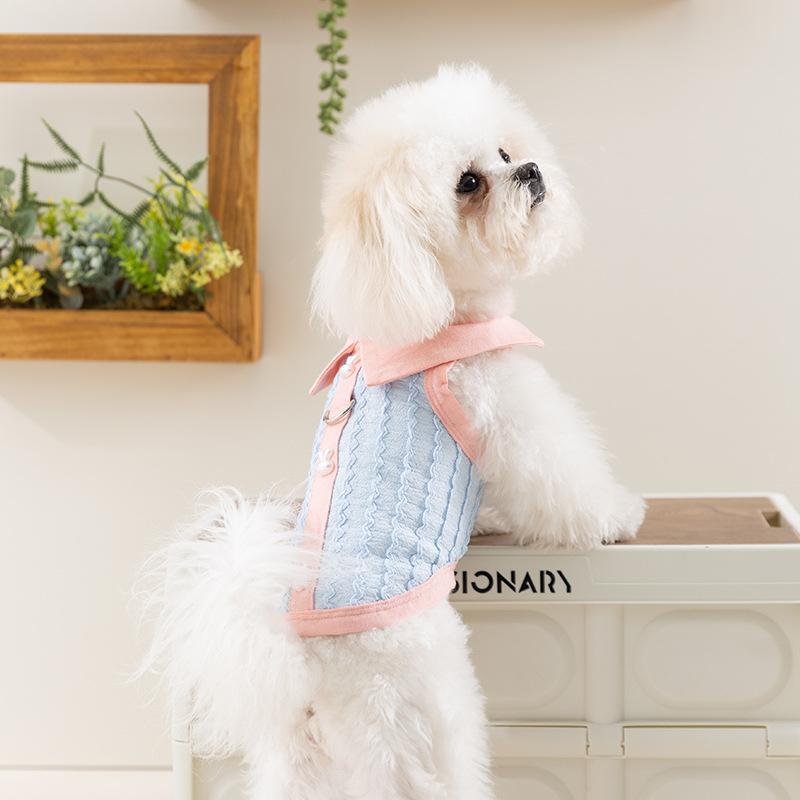 

Spring Summer Dog Vest Polo Shirt Sleeveless Suspender Teddy Bigbear Small and Medium Dog Cat Dog Pet Clothing XS синій