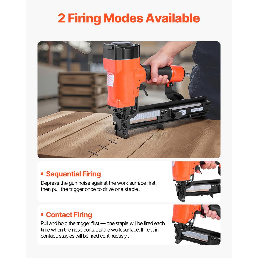 SucceBuy Pneumatic Staple Gun 16 Gauge 1-inch Wide Crown Pneumatic Stapler 5/8" to 1-1/2" Length for Roof Decking Wall Sheathing