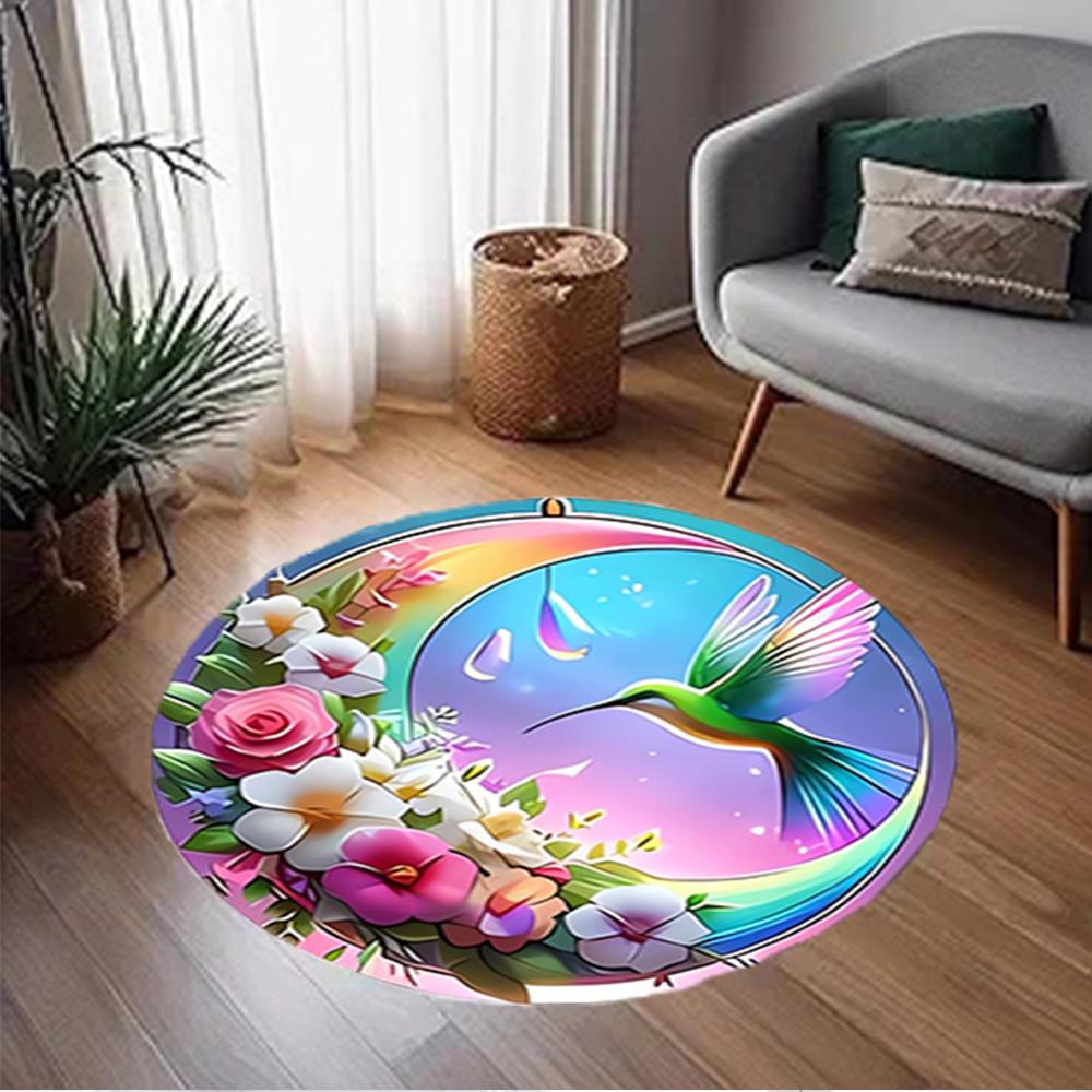 1pc home carpet design for office decor gift living room bedroom non slip colorful hummingbird flowers rug
