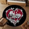 1pc Skulls BarbedWire Round Chair Mat Office Area Rug - Non-Slip, Floor Mat for Office, Bedroom, and Indoor Decor P127119