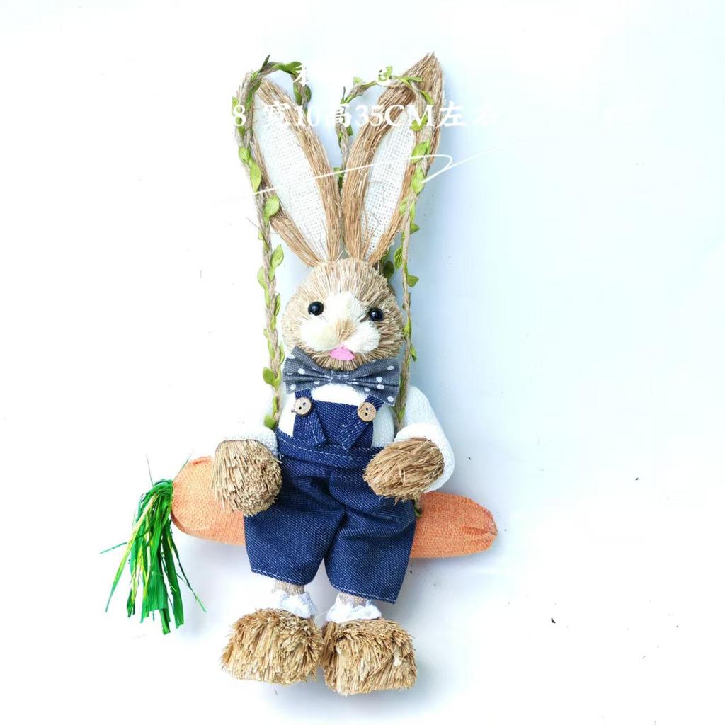 Handgefertigter Strohflecht-Kaninchenschmuck - Niedlicher Mori-Stil für Weihnachten & Ostern
