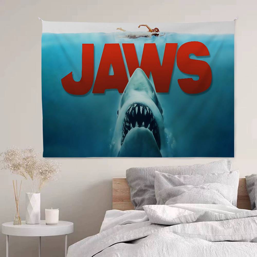 Flim JJaws Adventure Thriller Great Cartoon Tapestry Hippie Flower Wall Carpets Dorm Decor Art Home Decor