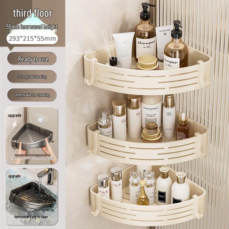 No-Drill Wall-Mounted Bathroom Corner Shelf Rack