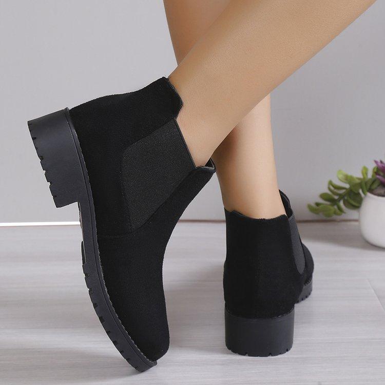 Boots Women's New Short Boots Women's Low-heeled Martin Boots Women's Boots Autumn and Winter New Fashion Small Leather Shoes Round Head Women's Shoes