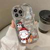 Cute Merry Christmas Pattern Mirror Shockproof Phone Case For iPhone 15 Pro Max 14 13 Pro 12 11 Wave Frame Lens Protection Glossy Plating Soft Cover