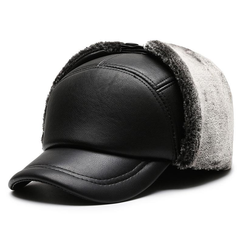 

Зимние теплые наушники из искусственной кожи, шапки-бомберы, бархатные утепленные мужские костяные шапки, шляпа для папы
