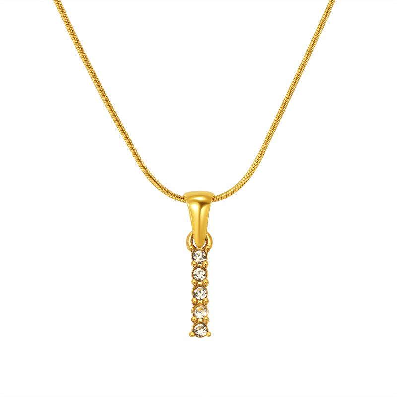 European & American Stainless Steel Diamond Alphabet Pendant Clavicle Chain Necklace for Women