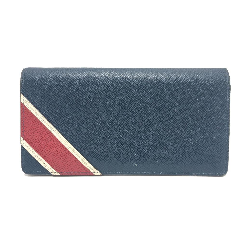 Louis Vuitton M64010 Taiga Stripe Portefeuille Brazza Long Wallet blue/Wine Red